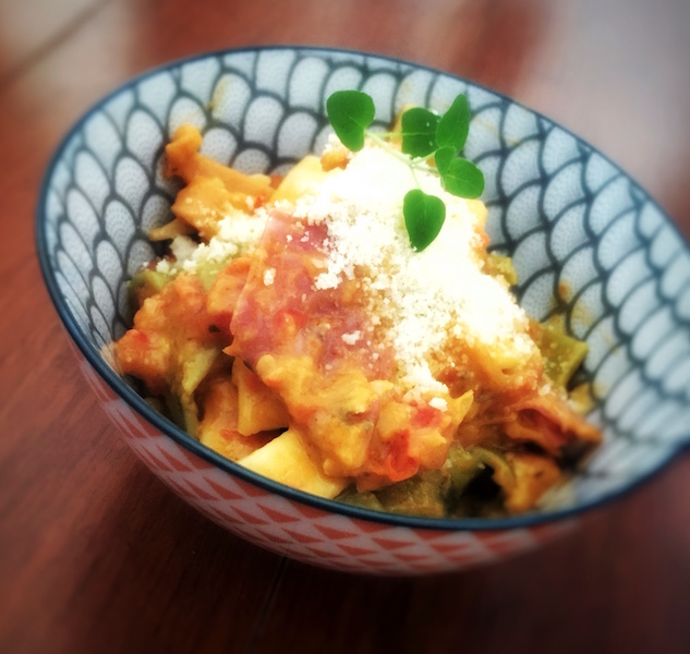 Tomato and Salami Fettuccini