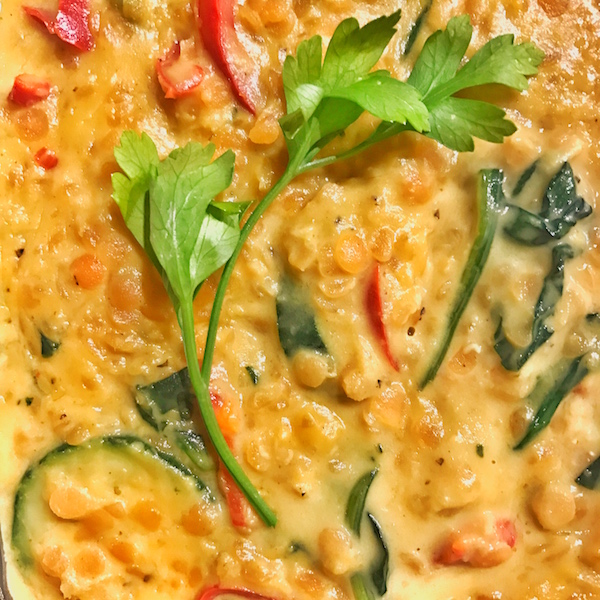 Zucchini and Lentil Coconut Stew