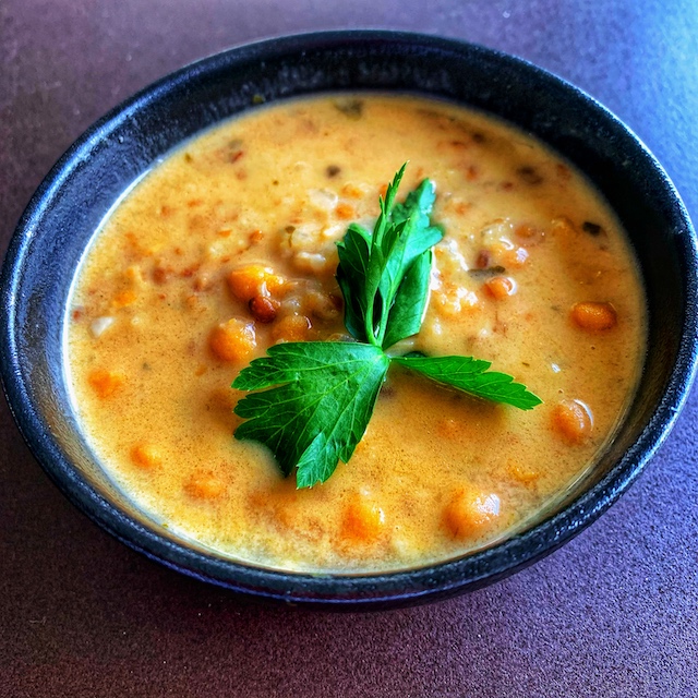 Chickpea and Lentil Soup with Dukkah